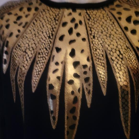 1980s " Flashdance" Leopard Decorative Black Sweatshirt - Picture 3 of 9